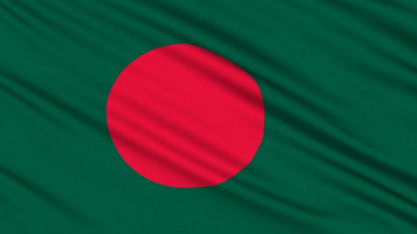 Bandiera Bangladesh, con struttura reale di un tessuto — Video Stock