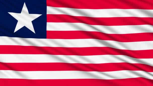 Bandera de Liberia, con estructura real de un tejido — Vídeos de Stock