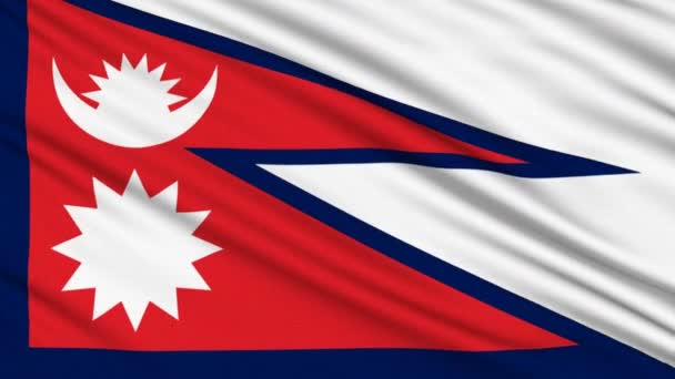 Nepal-Flagge, mit realer Struktur eines Stoffes — Stockvideo