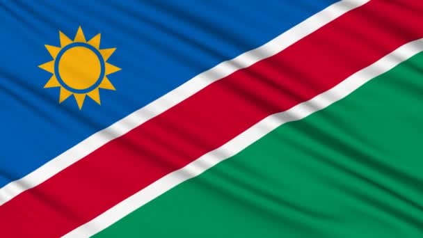 Namíbiai zászló, igazi szerkezete egy szövet — Stock videók
