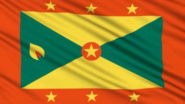 Vlag van Grenada, met echte structuur van een stof — Stockvideo
