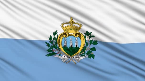 Bandeira de San Marino, com estrutura real de um tecido — Vídeo de Stock