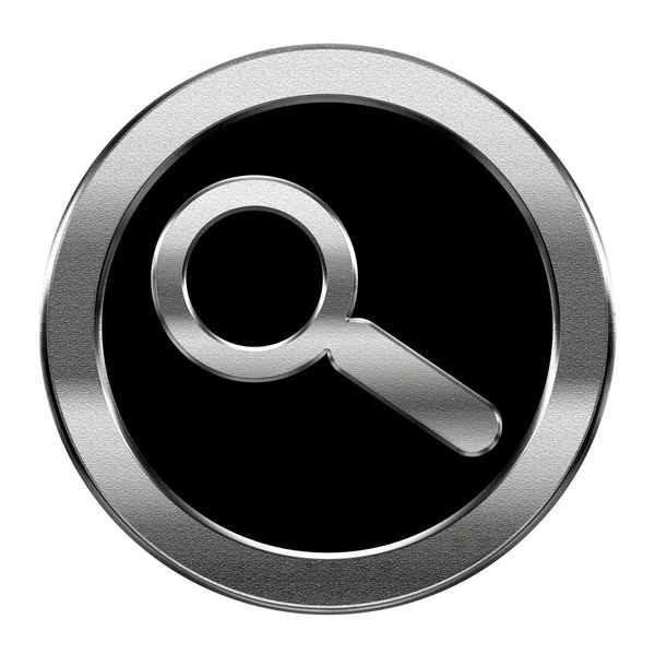 Lupa icon stříbro, izolovaných na bílém pozadí — Stock fotografie