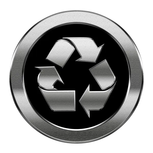 Recyklace symbol ikonu stříbro, izolovaných na bílém pozadí. — Stock fotografie