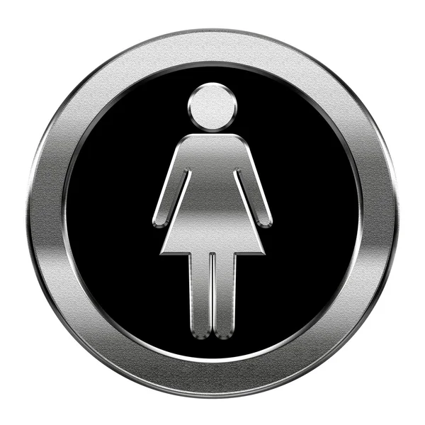 Žena icon stříbro, izolovaných na bílém pozadí — Stock fotografie