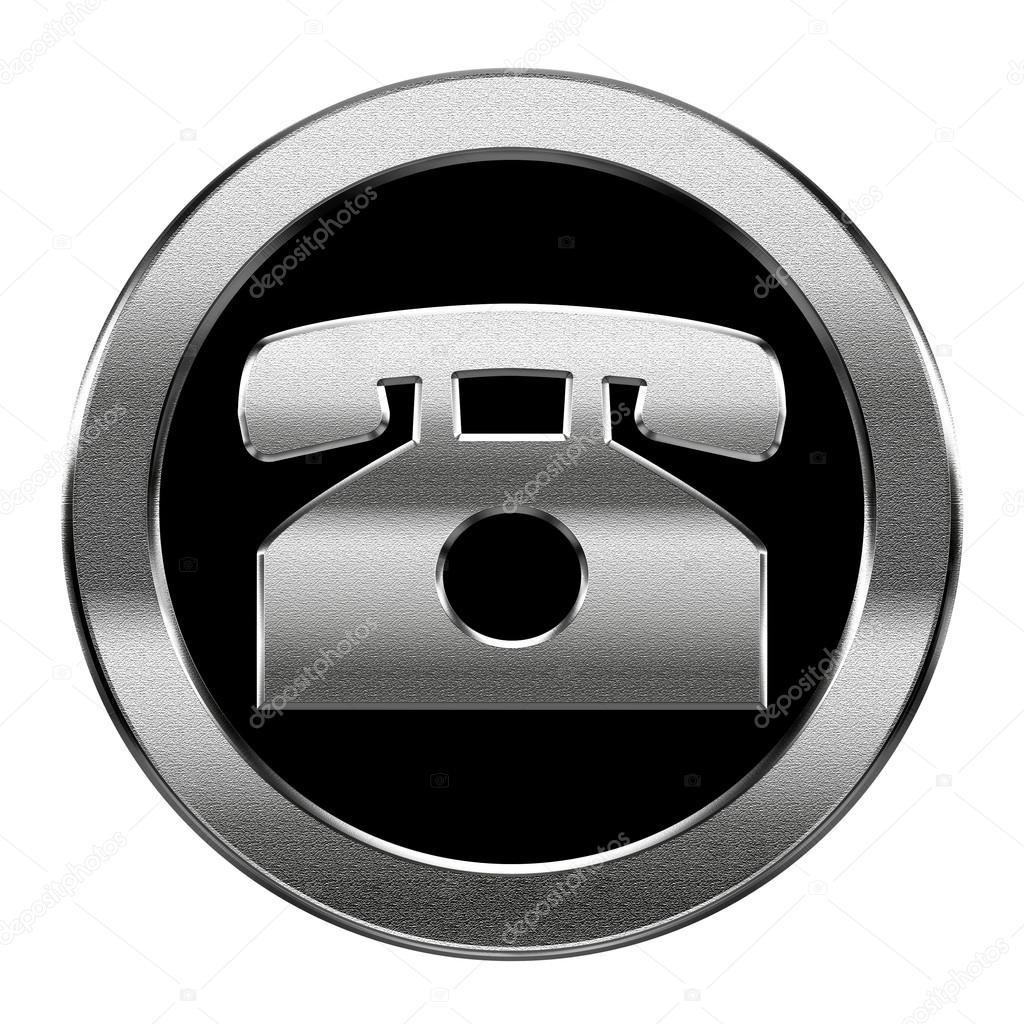 phone icon silver, isolated on white background.