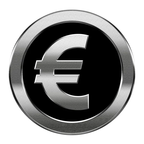 Euro icon silver, isolated on white background — Stock Photo, Image