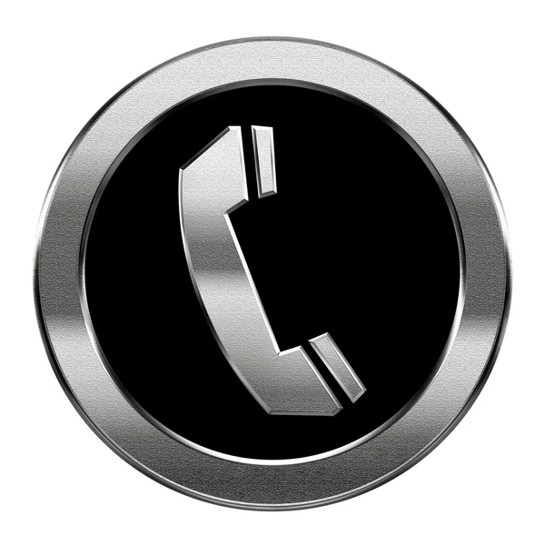 Telefoon pictogram zilver, geïsoleerd op witte achtergrond. — Stockfoto