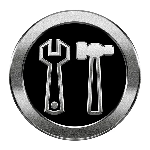Eszközök ikonra ezüst, elszigetelt fehér background. — Stock Fotó