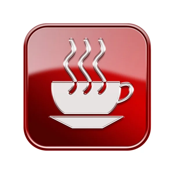 咖啡杯子图标红色，孤立在白色背景上 — 图库照片