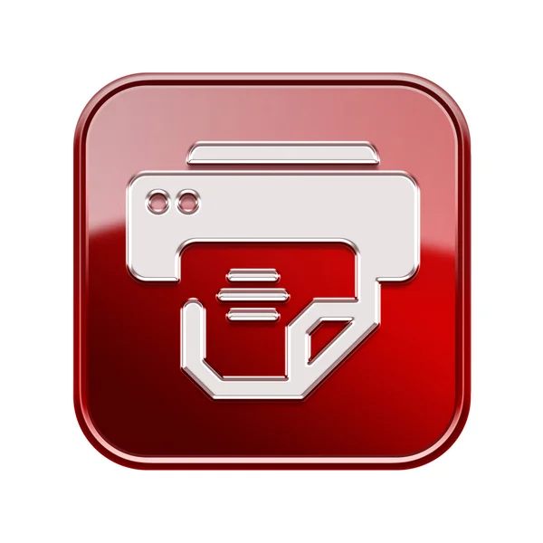 Červená ikona tiskárny, izolovaných na bílém pozadí — Stock fotografie