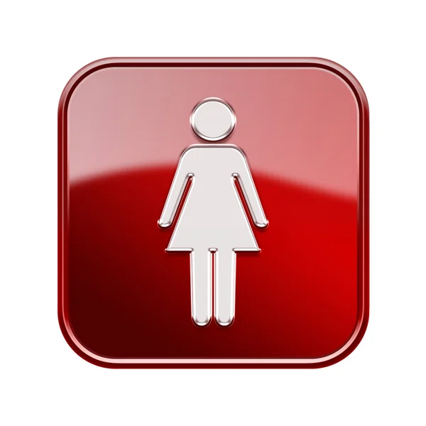 Woman icon red, isolated on white background — Stock Photo, Image