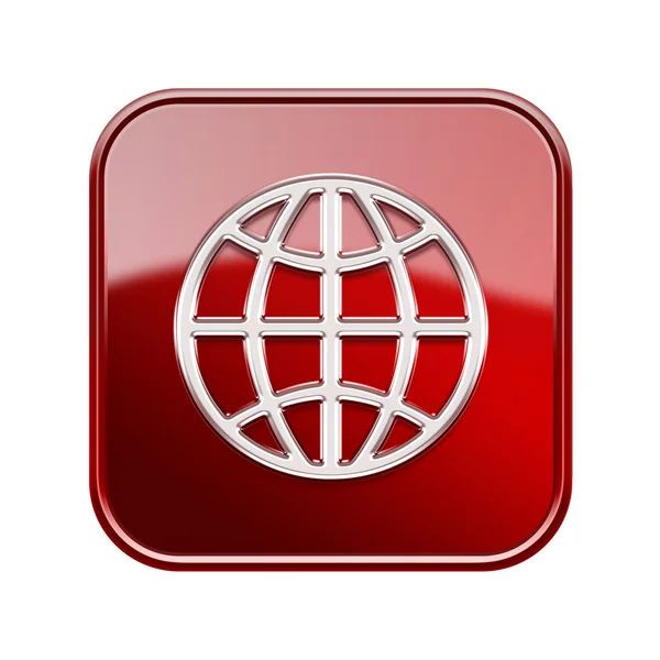 Globe icon red, isolated on white background — Stock Photo, Image