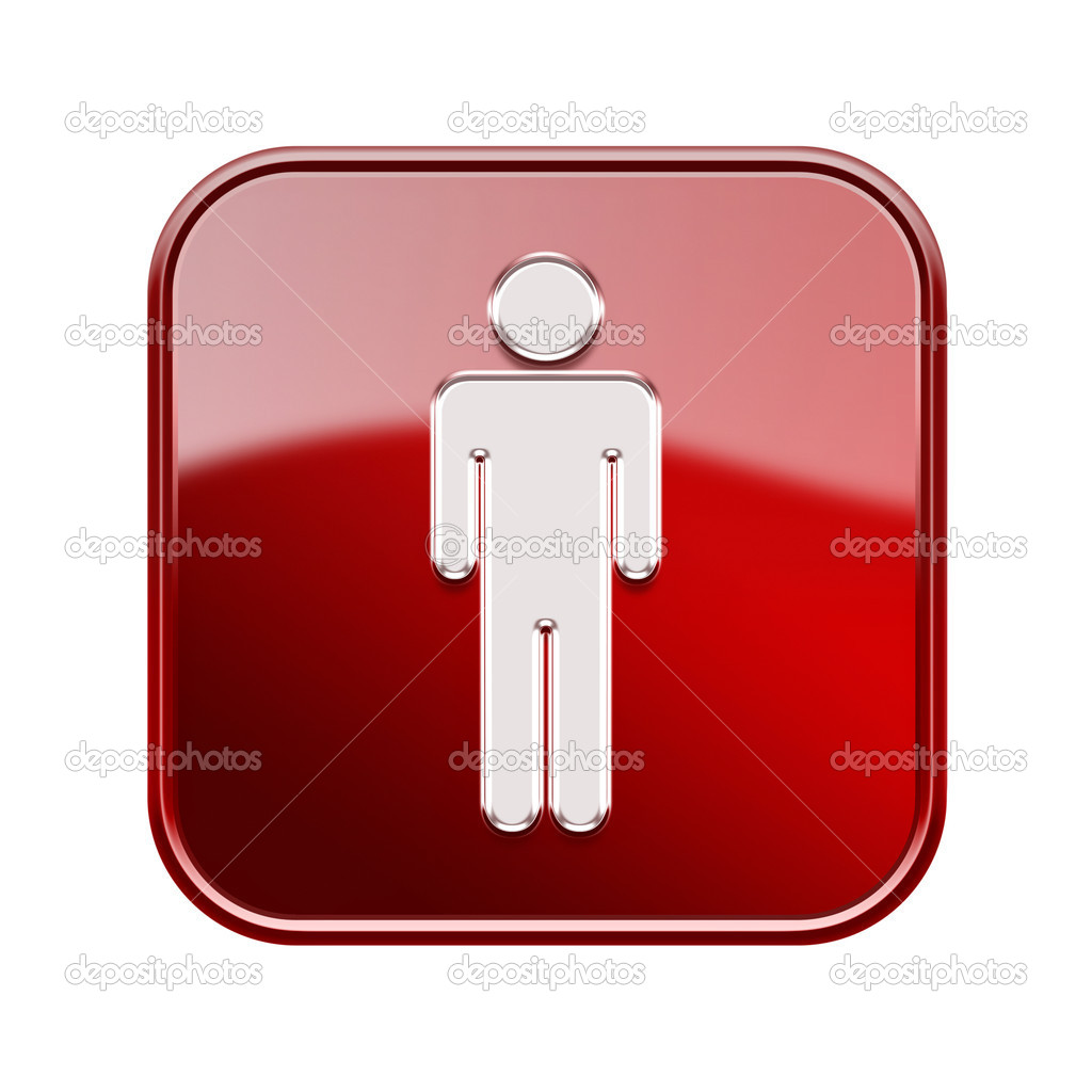 men icon red, isolated on white background