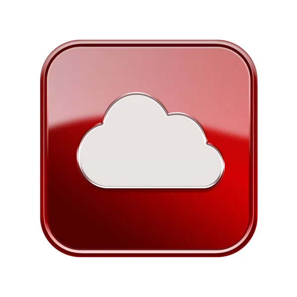 Ícone de nuvem vermelho, isolado no fundo branco — Fotografia de Stock
