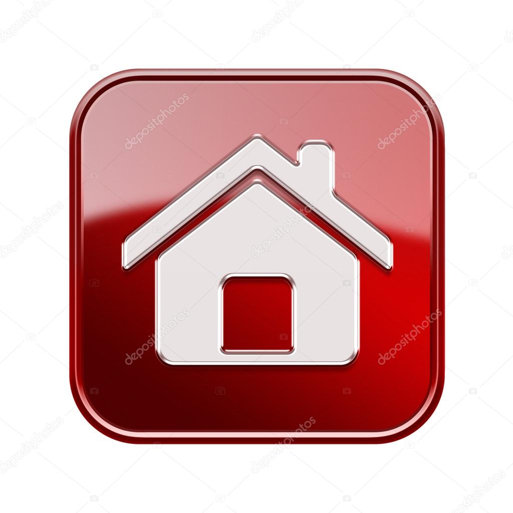 House icon red, isolated on white background