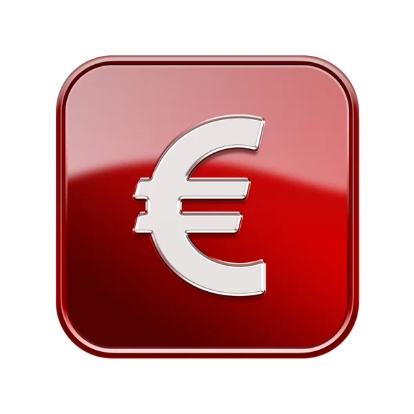 Euro icon glossy red, isolated on white background — Stock Photo, Image