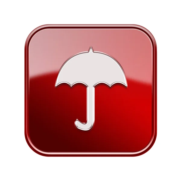 Umbrella icon glossy red, isolated on white background — Stock Photo, Image