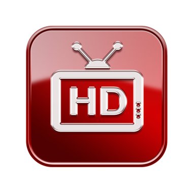 TV simgesi parlak kırmızı, beyaz zemin üzerine izole