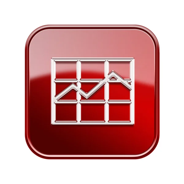 Grafikon ikon fényes vörös, elszigetelt fehér background. — Stock Fotó