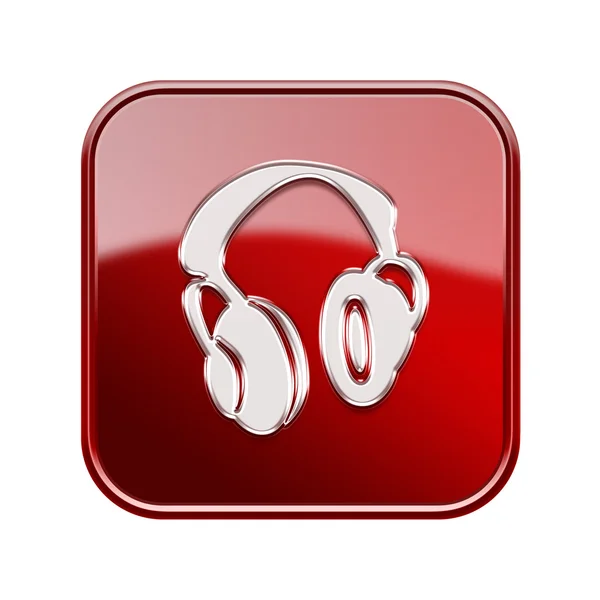 Headphones icon glossy red, isolated on white background. — Stock Photo, Image