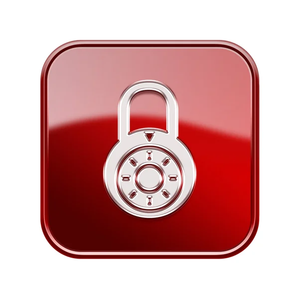 Lock is uitgeschakeld pictogram glanzend rood, geïsoleerd op witte achtergrond. — Stockfoto