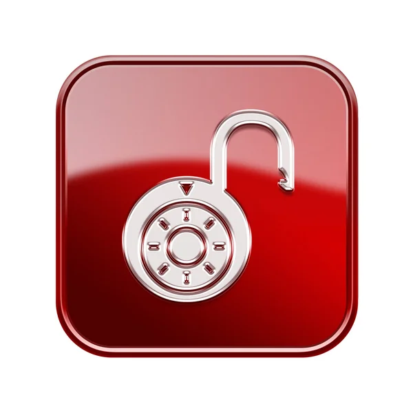 Lock on icon glossy red,, isolated on white background . — стоковое фото