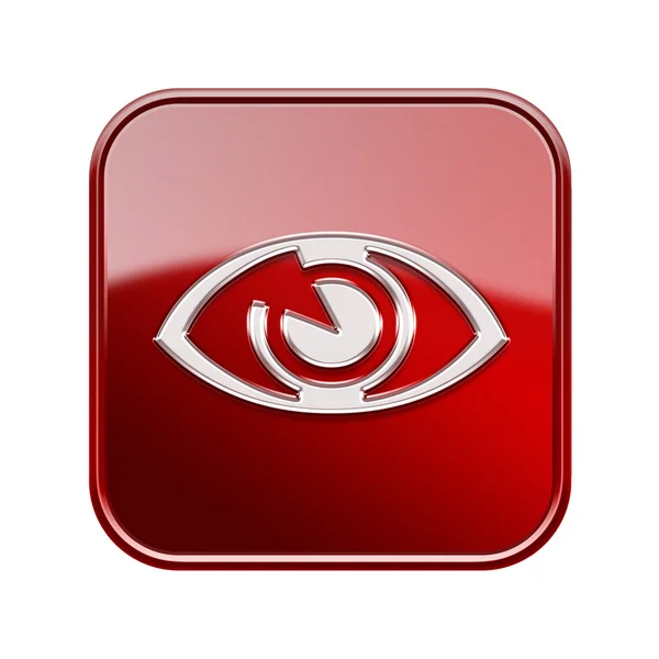Oog pictogram glanzend rood, geïsoleerd op witte achtergrond. — Stockfoto
