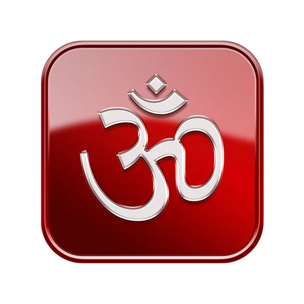 Om Symbol icon glossy red, isolated on white background — Stock Photo, Image