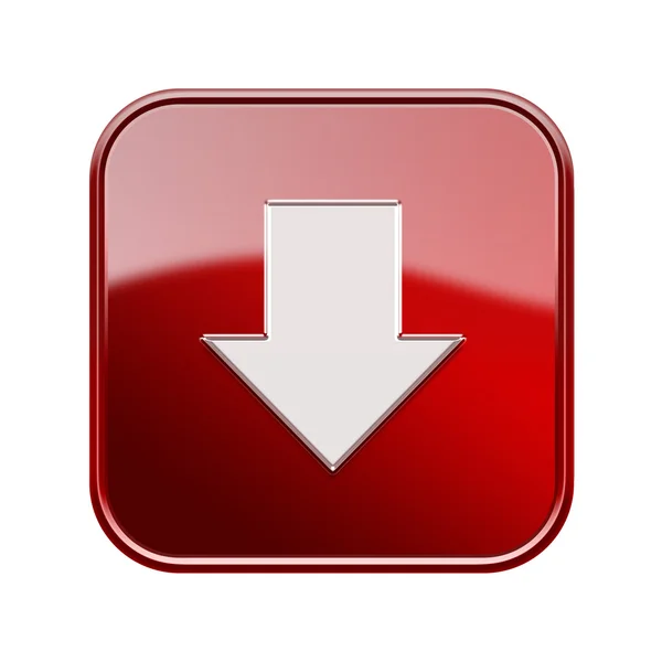 Arrow down icon glossy red, isolated on white background — Stock Photo, Image