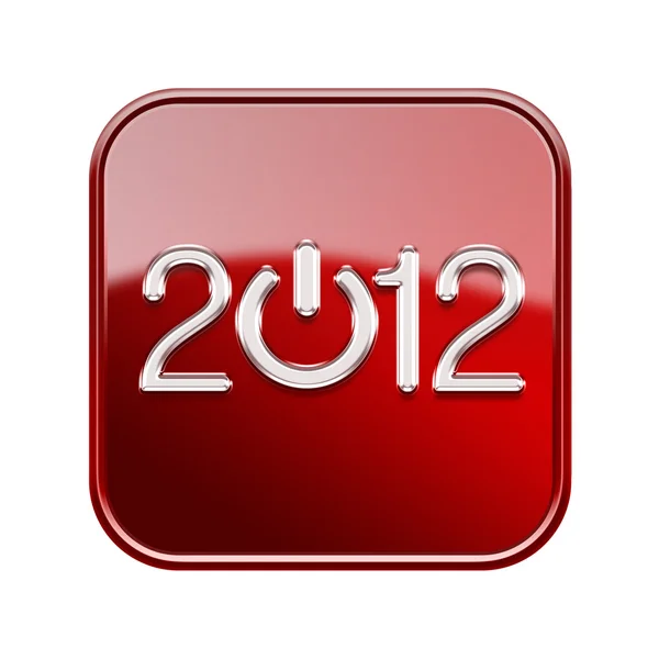 Year 2012 icon glossy red, isolated on white background — Stock Photo, Image