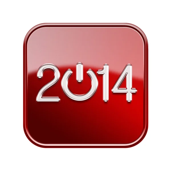 Year 2014 icon glossy red, isolated on white background — Stock Photo, Image