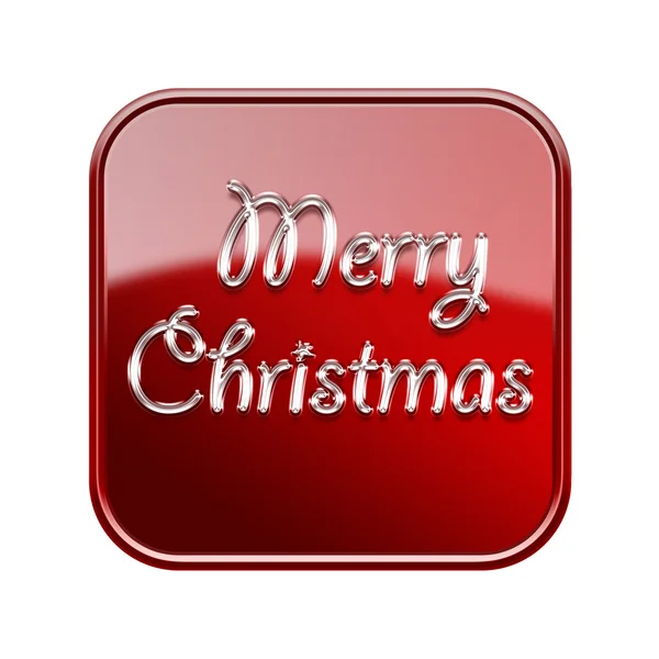Frohe Weihnachten Symbol glänzend rot, isoliert auf weißem Hintergrund — Stockfoto