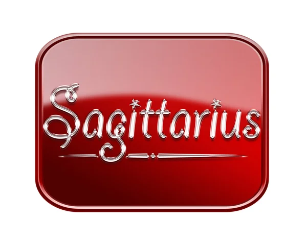 Sagittarius zodiac icon red glossy, isolated on white background — Stok fotoğraf