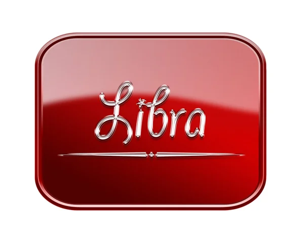 Libra zodiac icon red glossy, isolated on white background — Stok fotoğraf