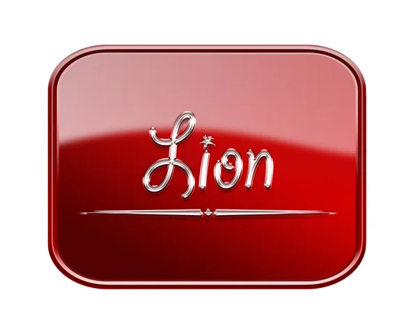 Lion icône du zodiaque rouge brillant, isolé sur fond blanc — Photo