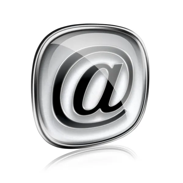 Email icon grey glass, isolated on white background. — Stock Photo, Image