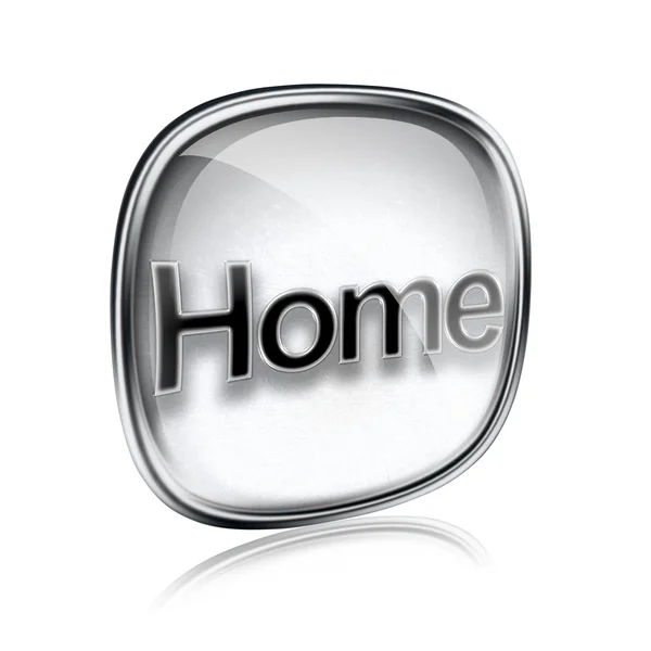 Home icon grey glass, isolated on white background — Stock Photo, Image