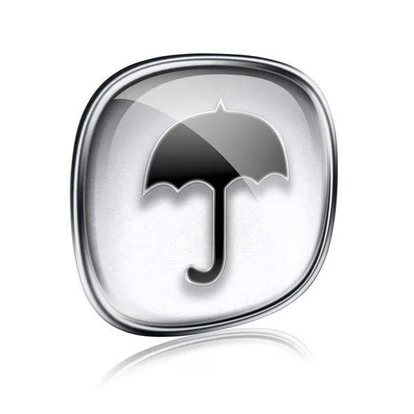 Umbrella icon grey glass, isolated on white background — Stock Photo, Image