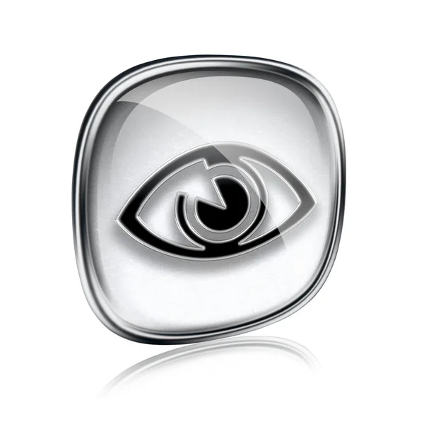 Eye icon grey glass, isolated on white background. — Stock Photo, Image