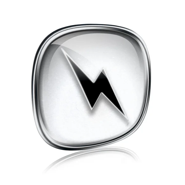 Blitz-Symbol graues Glas, isoliert auf weißem Hintergrund. — Stockfoto
