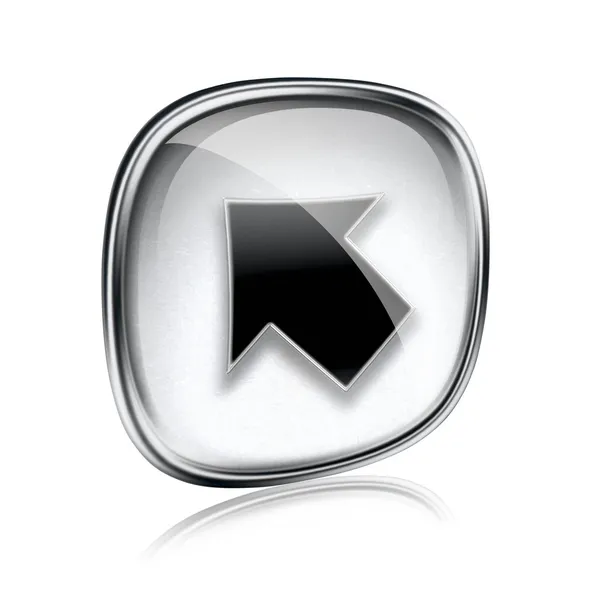 Pijl pictogram grijs glas, geïsoleerd op witte achtergrond — Stockfoto