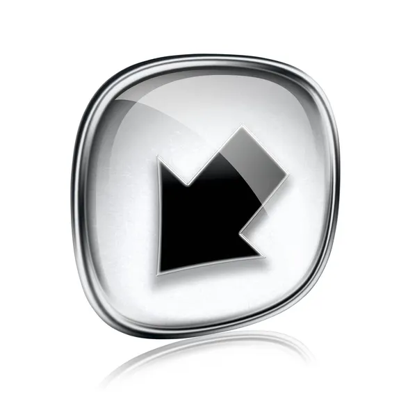 Pfeil-Symbol graues Glas, isoliert auf weißem Hintergrund — Stockfoto