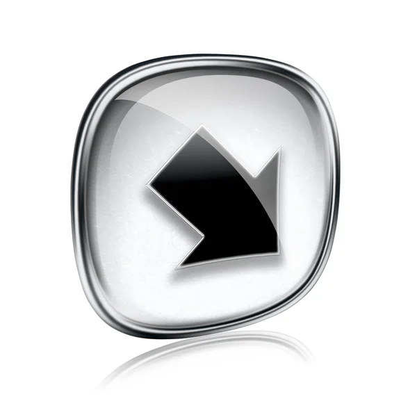 Pfeil-Symbol graues Glas, isoliert auf weißem Hintergrund — Stockfoto