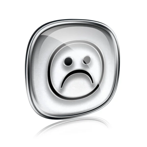 Smiley dissatisfied grey glass, isolated on white background. — Stock Photo, Image