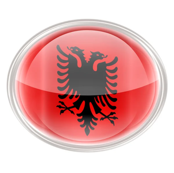 Icona Bandiera Albania, isolata su sfondo bianco . — Foto Stock