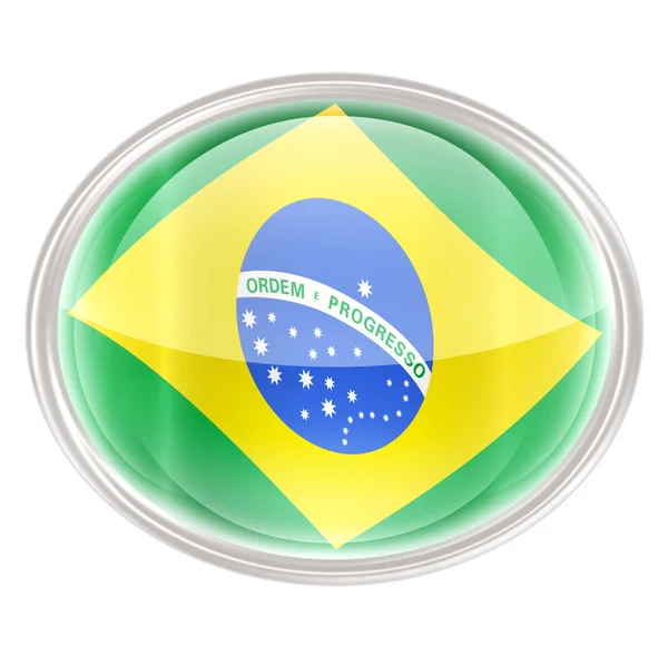 Brazil Flag Icon, isolated on white background. — Zdjęcie stockowe