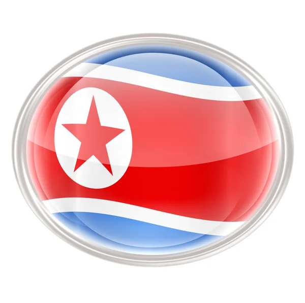 Ícone da bandeira da Coreia do Norte, isolado sobre fundo branco . — Fotografia de Stock