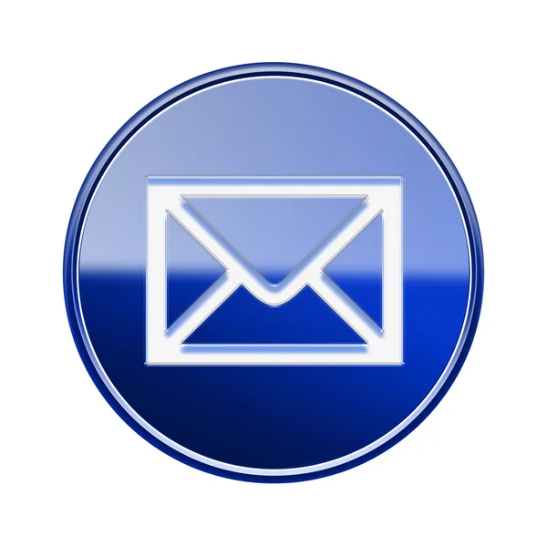 Postal envelop pictogram glanzende blauw, geïsoleerd op witte achtergrond — Stok fotoğraf