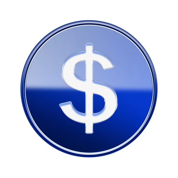 Dollar icon glossy blue, isolated on white background — Stock Photo, Image